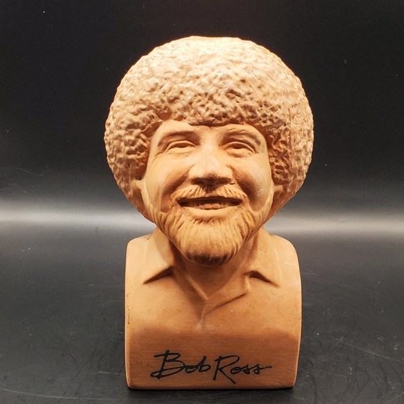 Bob Ross Artist Vintage Look Terracotta Redware Clay Chia Pet Pottery Head Bust - Picture 1 of 11